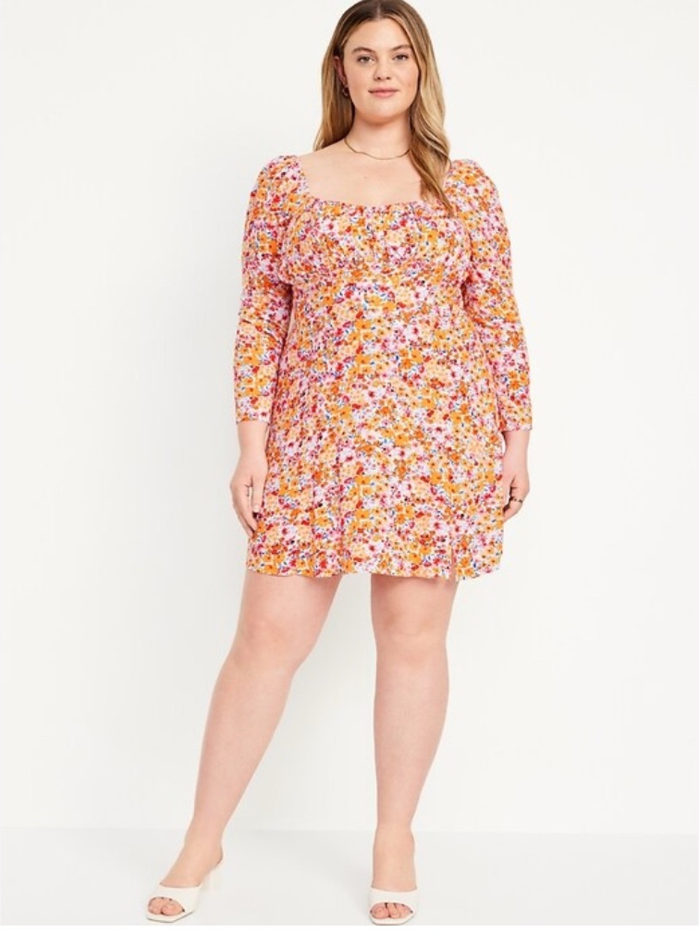 OLD NAVY Floral Fit & Flare Long-sleeve Mini Dress XXL Tall NWT